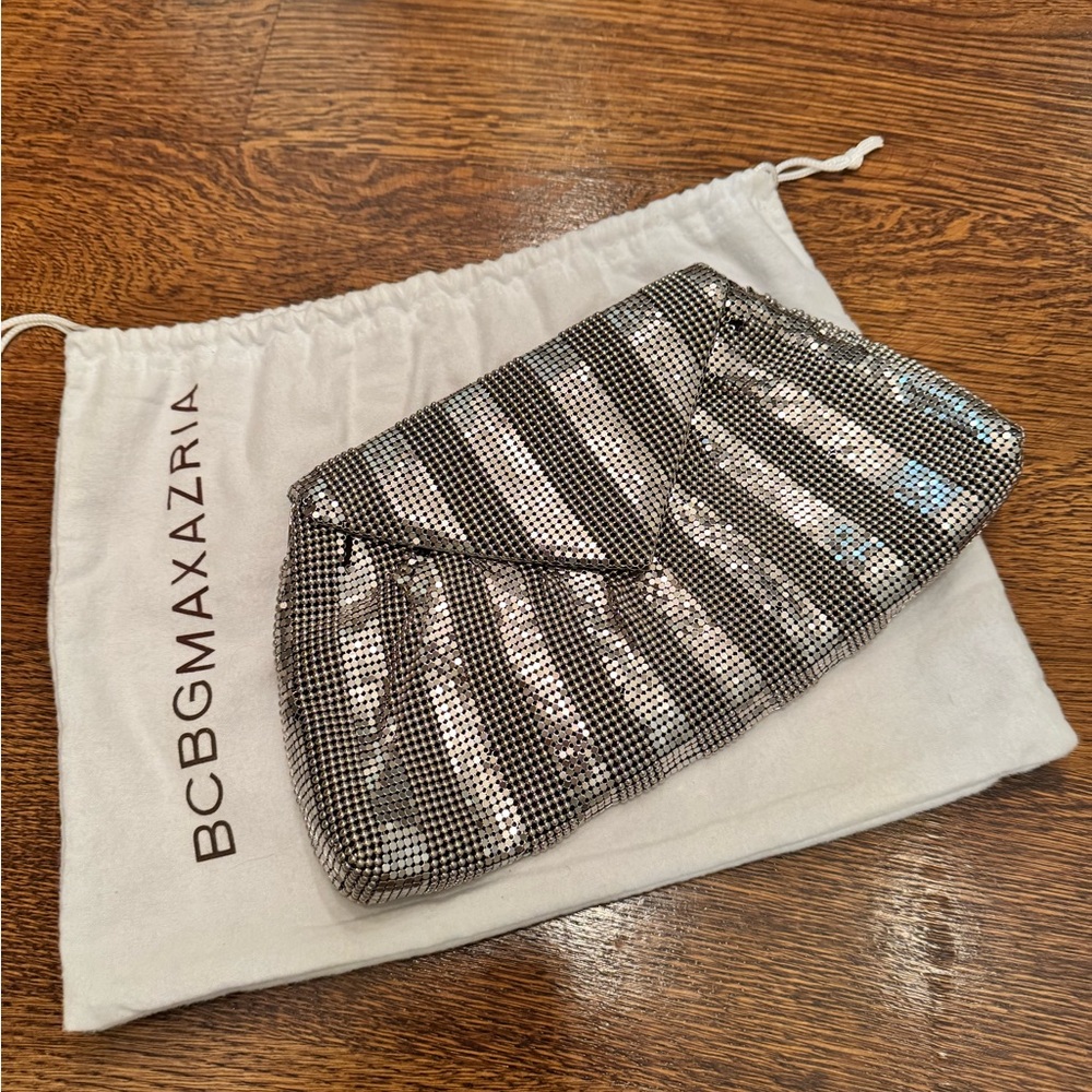 BCBGMAXAZRIA Silver Metal Clutch